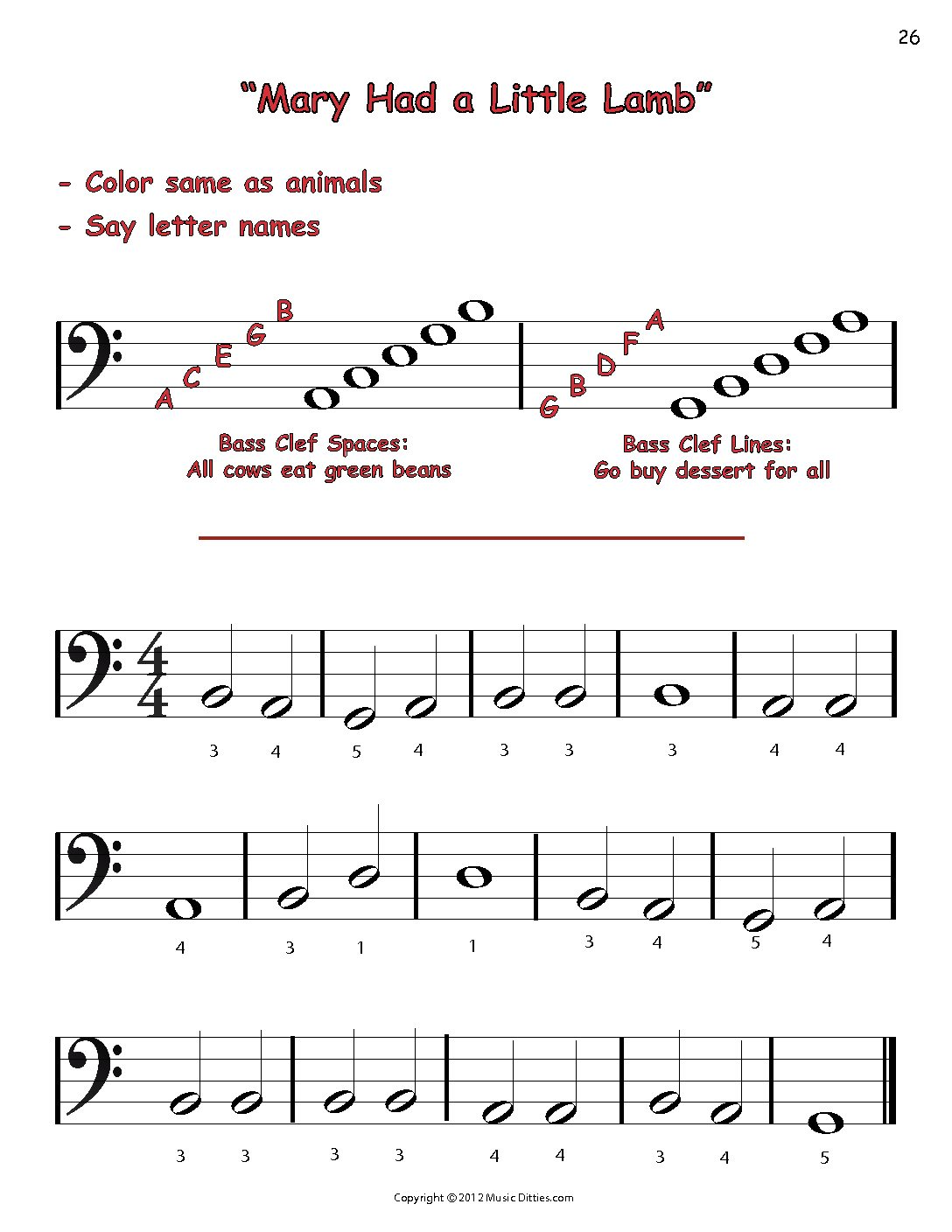 Free sheet music preview of mary had a little lamb for guitar (chords) by m...